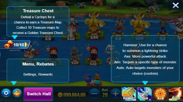 Interface ng Boom Legend Fishing Game